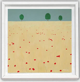 Wheat and Poppies - Framed size 34cmx34cm